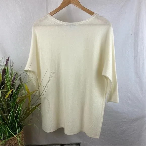Antonio Melani Wool Blend Ivory Half Sleeve Light Weight Oversize Fit Sweater S - Image 3