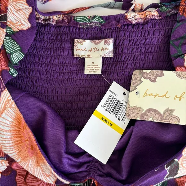 Band of the Free Floriane Purple Floral Print Crop Top Blouse Women’s Medium - Image 5