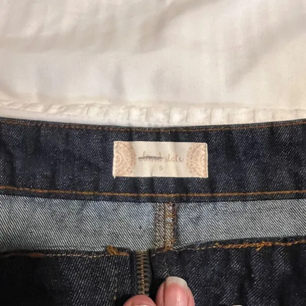 Dark Wash Denim Mini Skirt Front‎ Zip Ring Pull Y2K Fitted Womens S Preppy Edgy - Image 4