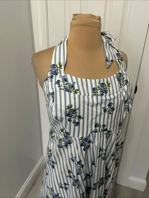 Laura Ashley Striped Floral Halter Midi/Maxi Dress - Image 7