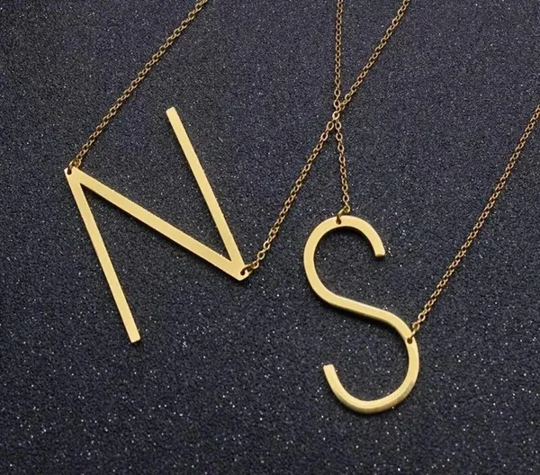 Gold Initial Pendant Necklace Letters A-Z - Image 5