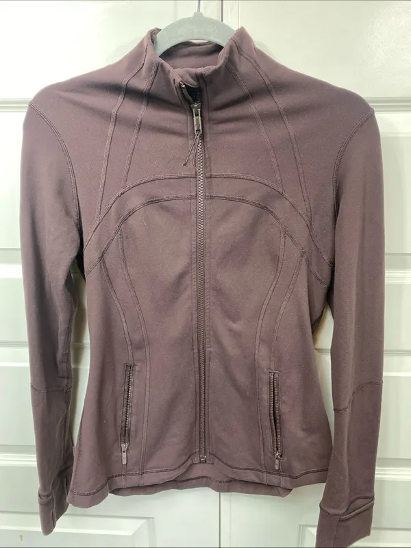 lululemon athletica Burgundy Full Zip Jacket Zipped Pockets Thumbholes 8 - Image 2