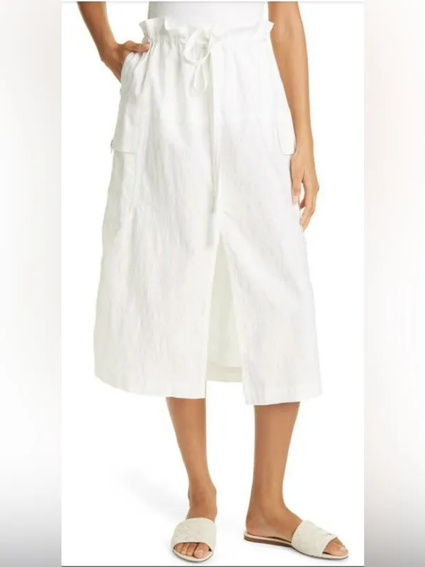 ALC Frank Womens Cecilia Linen-Blend Midi Skirt White Womens‎ Size 4 - Image 5
