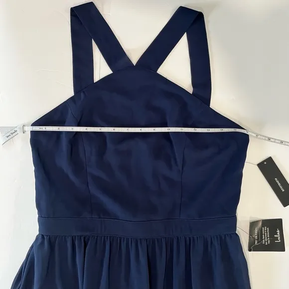 NWT Lulus Air of Romance Navy Blue‎ Maxi Dress LARGE - Image 9