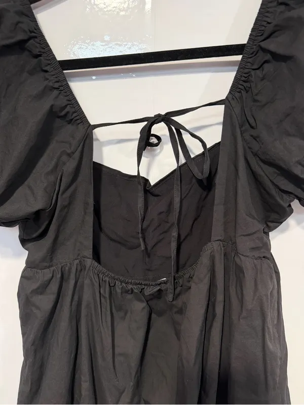 Black Puff-Sleeve Mini Dress - Classic Women's Style Le Lis 100% cotton - Image 5