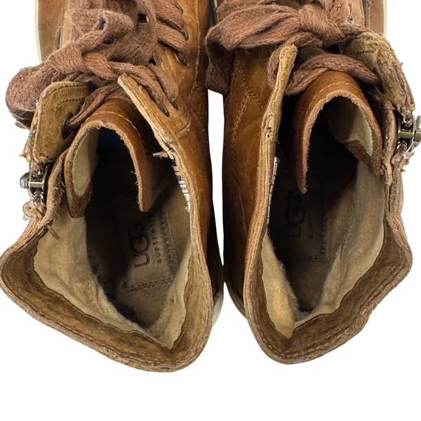 UGG Blaney Brown Leather High Top Sneakers Tassel Side Zip Womens Size 7.5 Shoes - Image 12
