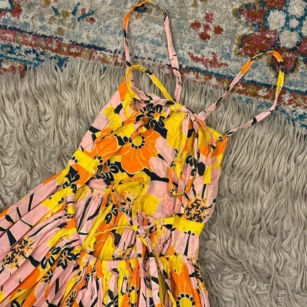 ASOS DESIGN strappy midi skater sundress in bold yellow floral size 0 - Image 7
