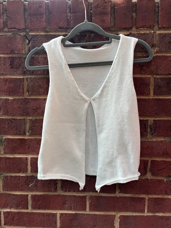 Knit Open Front Vest White - Image 2