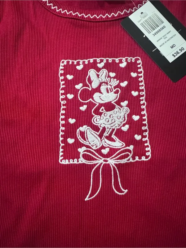 NWT $36.90 Disney Lunchbox • Shirt • Minnie Mouse • Embroidered • Red White • M - Image 2