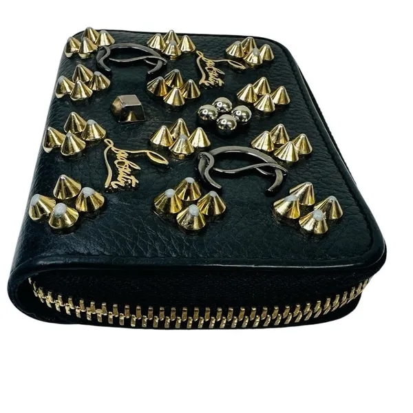 Christian Louboutin‎ Panettone Spikes Coin Zip Around Wallet In Black Pre-owned - Image 8