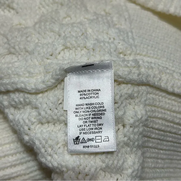 Parker Johnny Collar Cable Knit Cardigan Antique White Small Preppy Fisherman - Image 6