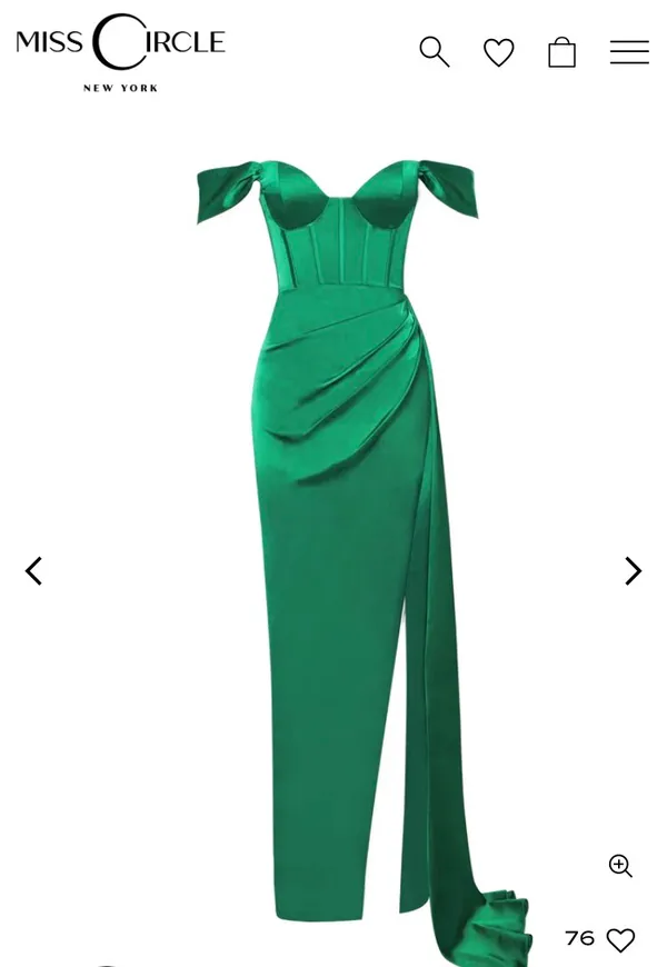 Miss Circle Green High Slit Corset Satin Gown - Image 2
