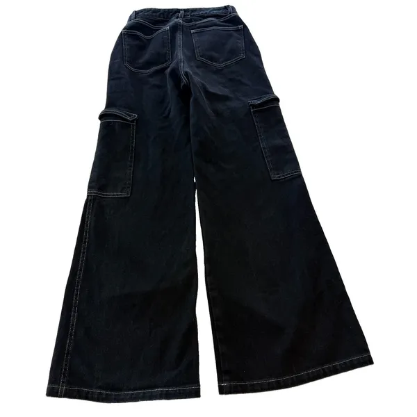 Altard State Jeans Women’s Black S Wide Leg Cargo Contrast Stitch Cotton - Image 2