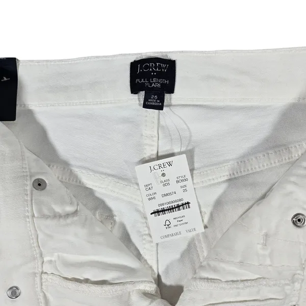 J Crew‎ Full Length Flare Jeans White Signature Stretch Size 25 - Image 7