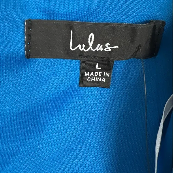 NWT Lulus Royal Blue Velvet Surplice Mini Bodycon Dress Cocktail Size L - Image 6