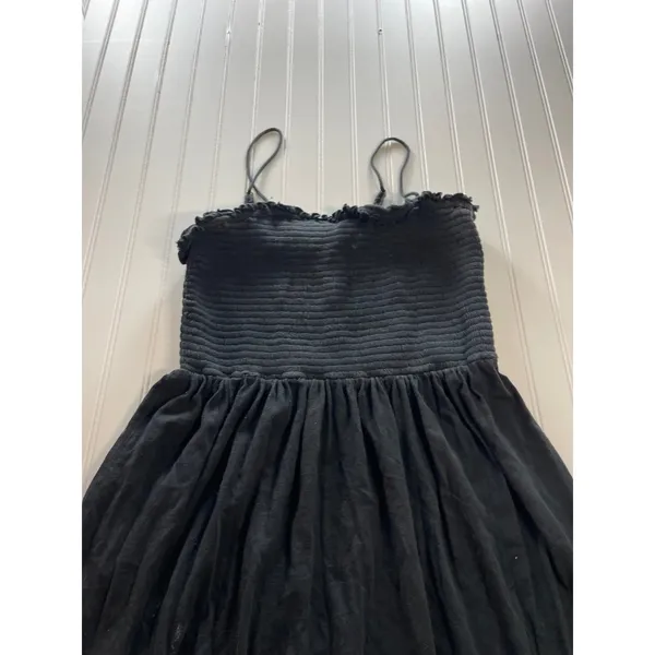 Anthropologie Marisol Smocked Gauze Maxi Dress Black Tiered Cotton Large - Image 5