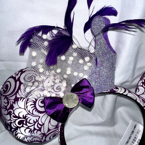 Disney Parks Minnie Mouse Glitter Crown Feathers Jubilee Purple Ears - Image 2