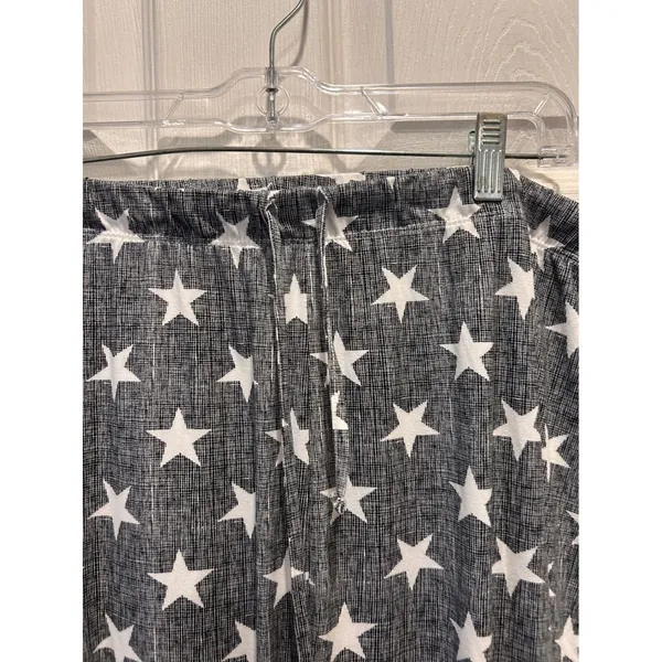 Cynthia Rowley Womens XL Star Print Pajama Set Black White Henley Joggers Lounge - Image 8