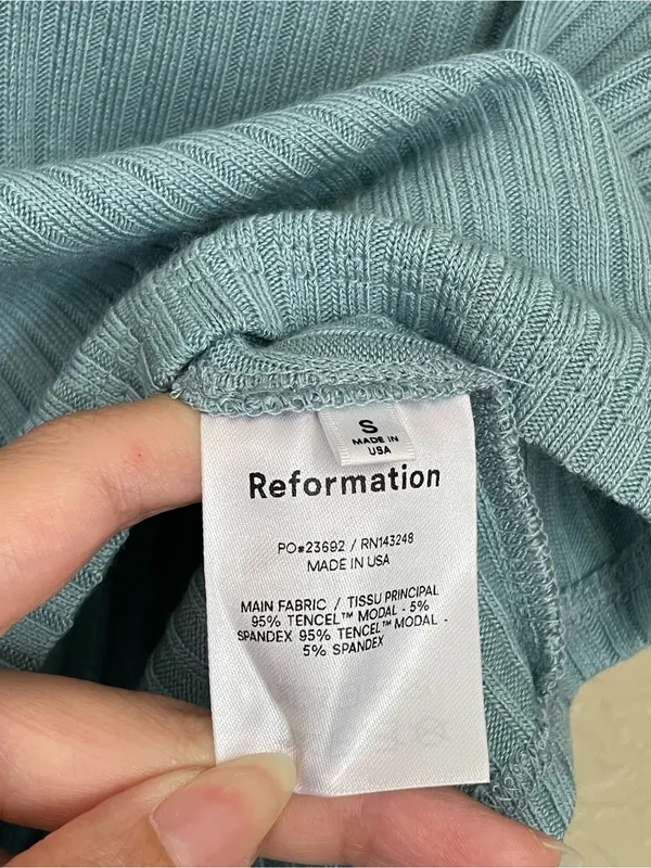 Reformation Peggy Two Piece Set Size Small Turquoise Polo Crop Top and Skirt - Image 5