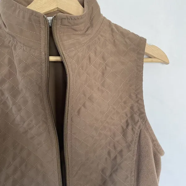 Columbia brown full zip quilted fleece women's‎ winter vest warm size S pockets - Image 2