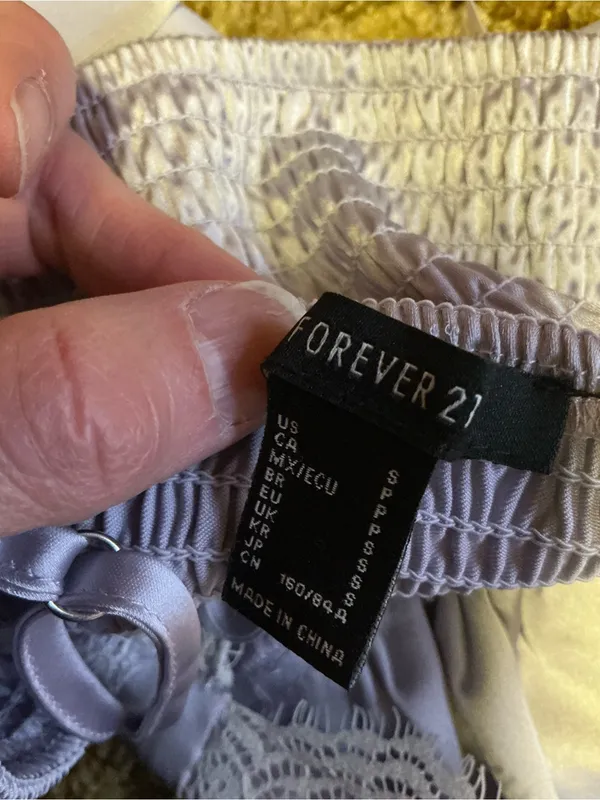 Forever 21 Y2K Inspired Satin Lace Cami Handkerchief Hem Lavender Top XS S - Image 2