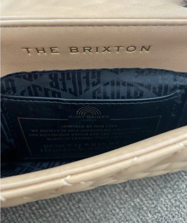 KURT GEIGER London Brixton Lock Camel Diamond Quilted Shoulder Bag - Image 5