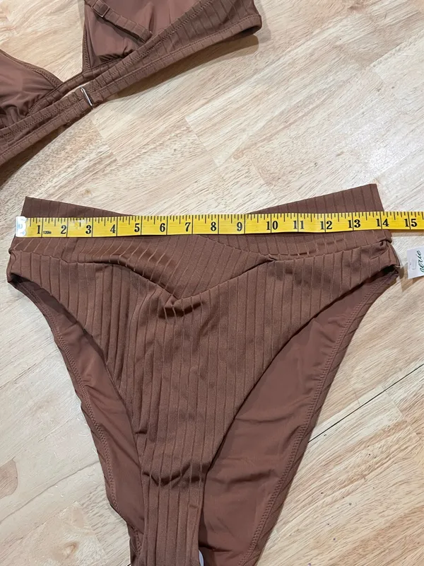 Aerie Swim XL Ribbed Top& Shine Crossover High Cut Cheeky Bikini - Image 4