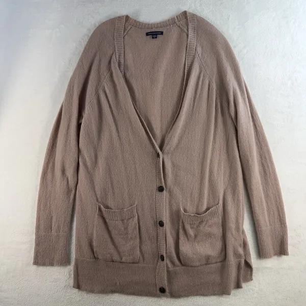 American Eagle L Large Cardigan Sweater Lightweight Knit‎ Blush Pink Long Sleeve - Image 2