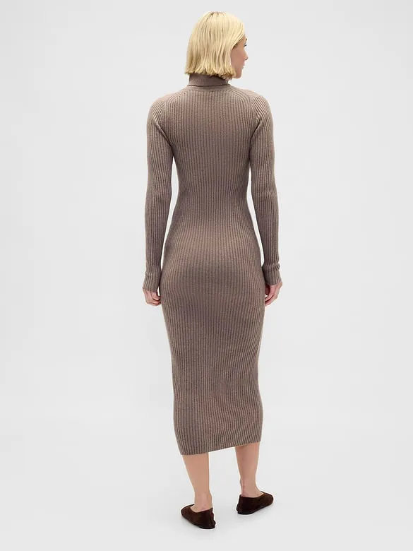 GAP CashSoft Turtleneck Maxi Sweater Dress Toasted Almond Brown NWOT - Image 4