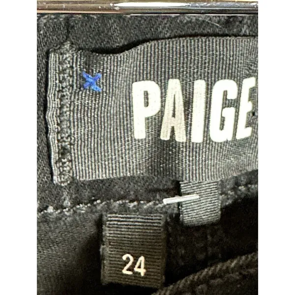 Paige Coated Flare Jeans Women Size 24 Black Cropped High Rise Denim - Image 5