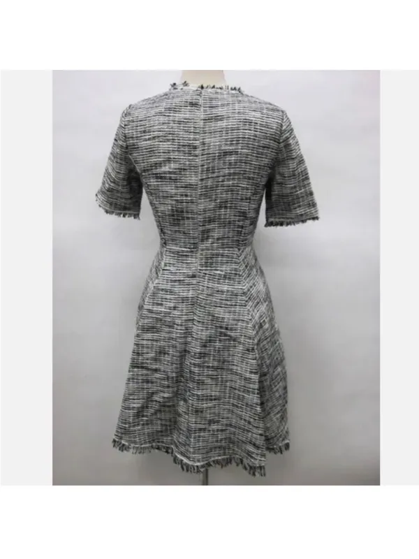 REBECCA TAYLOR Tweed Boucle Fringe‎ tailored dress sz 2 - Image 4