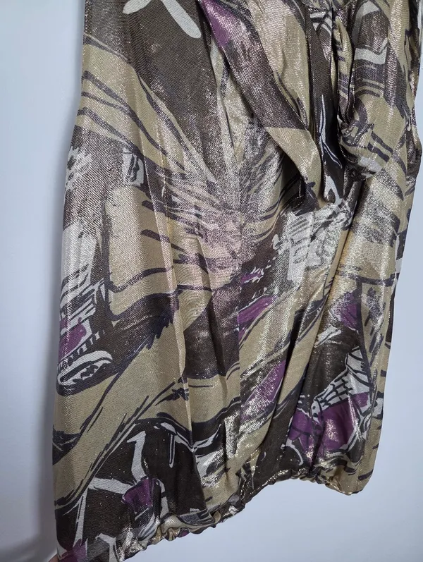 Aquilano Rimondi Silk Gold Camisole Top Abstract Designer Contemporary Medium - Image 3