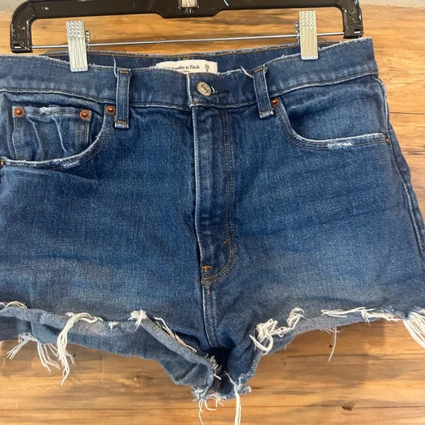 Abercrombie & Fitch The Mom Short High Rise Distressed Jean Shorts - Image 2