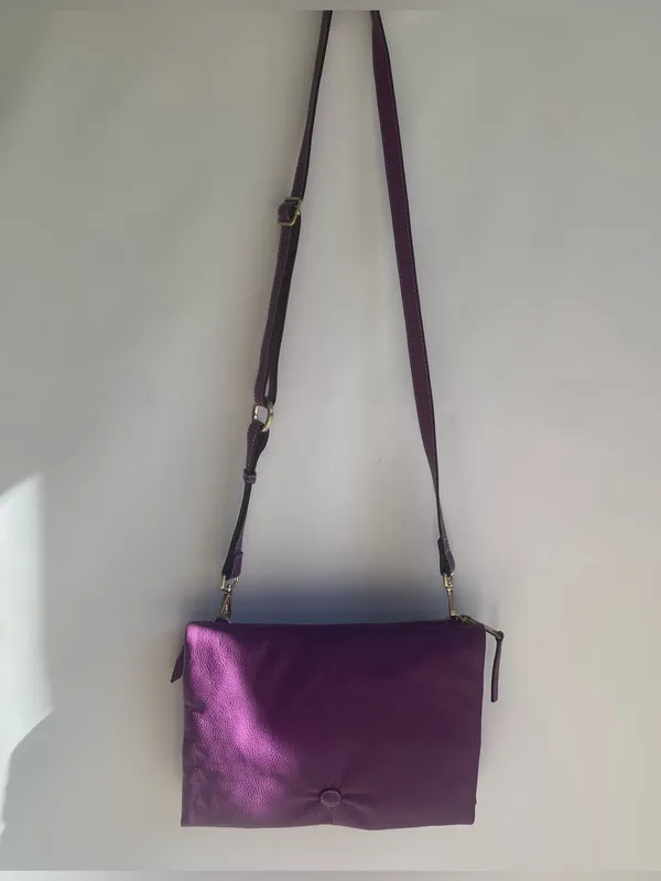 J. Jill purple pebbled leather crossbody purse handbag fun summer pop of color - Image 2