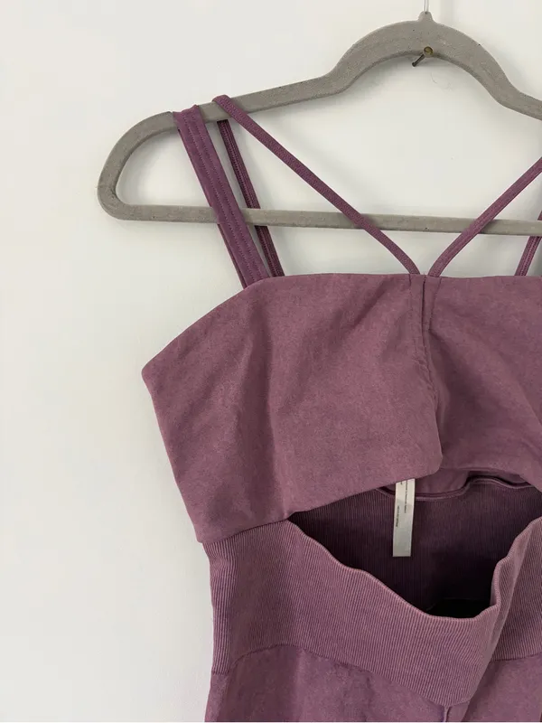 Free People Movement Good Karma Cut Out Onesie Purple M/L - Image 4