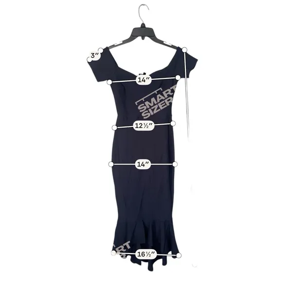 How Much I Care Midnight Blue Off-the-Shoulder Midi Dress - Image 2