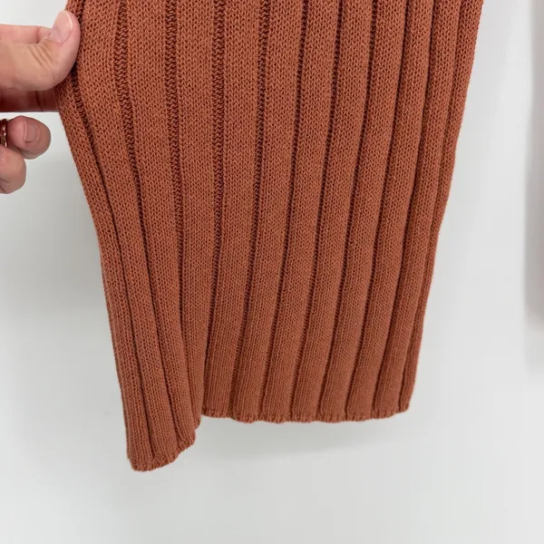 Free People FP Beach Ribbed Knit Wide Leg Pants Terracotta‎ Rust Orange Medium - Image 3