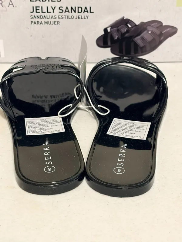 New NIB Serra Black Women's Jelly Flat Slide Sandals Size 9 - Image 3