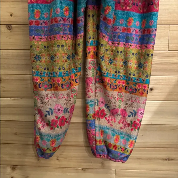 Natural Life Large Colorful Bohemian Fair Isle Print Fleece Zip Up One Piece PJ - Image 6