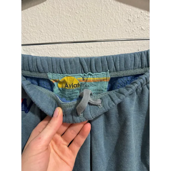 Aviator Nation S 5 Stripe Jogger Sweatpants in Blue - Image 4