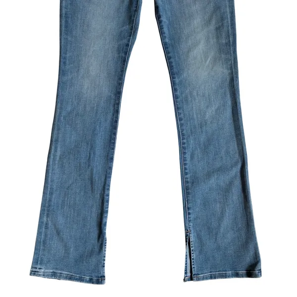 Express‎ Skyscraper Mid Rise Hyper Stretch Flare Jeans Blue Split Hem 6R NEW - Image 11