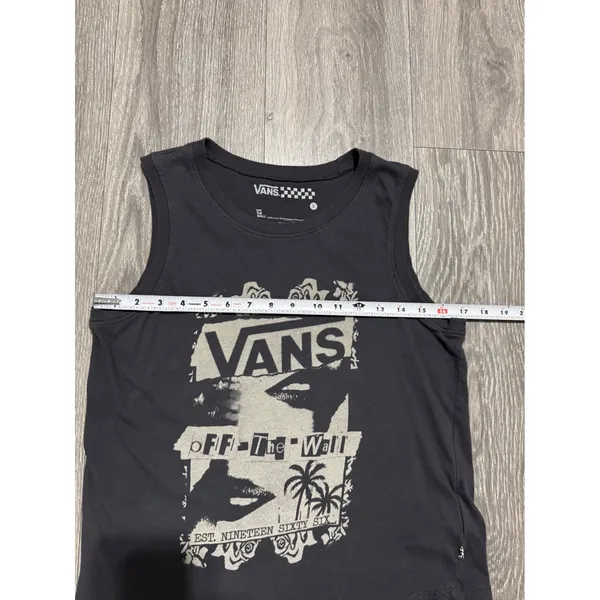 Vans Womens Tank Top S Black White Graphic Muscle‎ Cotton Skater Rose Palm Punk - Image 4