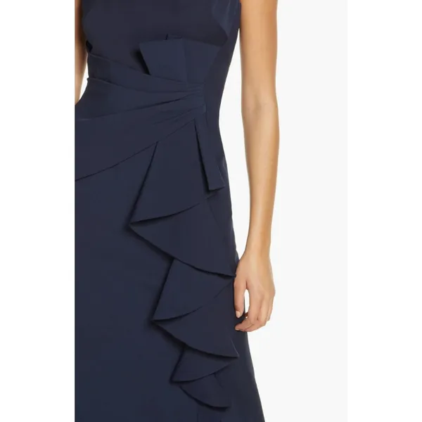 NWT Eliza J Ruffle Front‎ Sleeveless Floor Length Gown in Navy Blue - Image 2