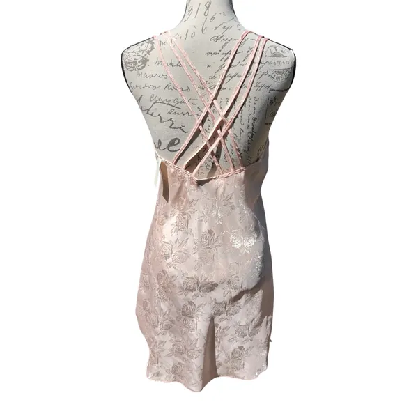Expressions by California Dreaming Pink Floral Satin Chemise Vintage Small NWT - Image 5