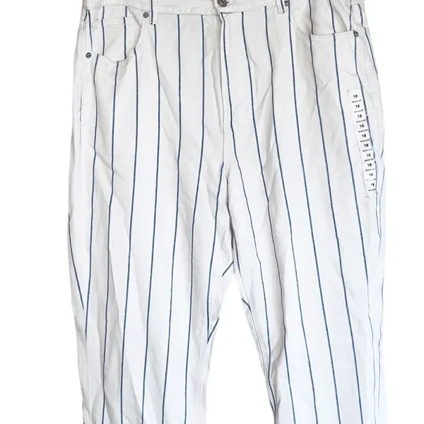 Nwt American Eagle Outfitters Blue White Striped High Rise Mom Jeans - Image 5
