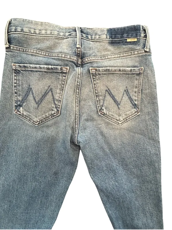 Mother jeans Trickster skimp fray thrill seeker raw hem distressed blue denim 24 - Image 8