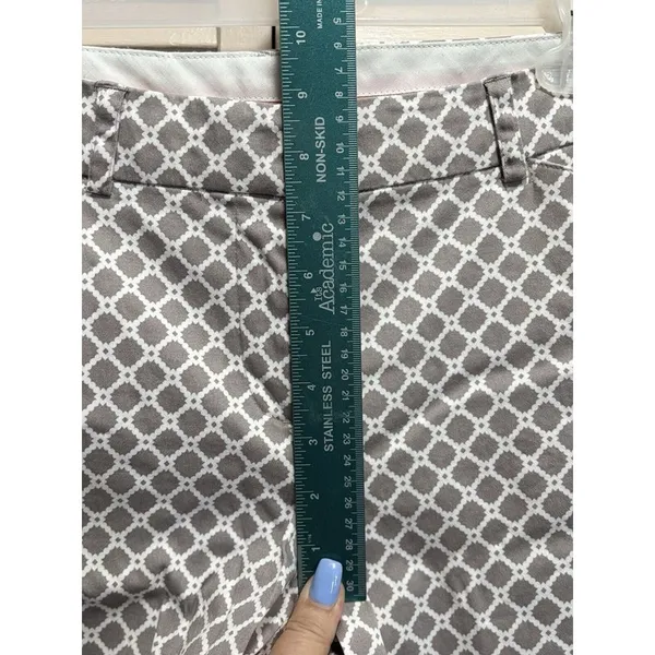 Zac & Rachel Tan/White Geo Print Crop Skinny Pants Size 6‎ Mid Rise Pockets Zip - Image 2