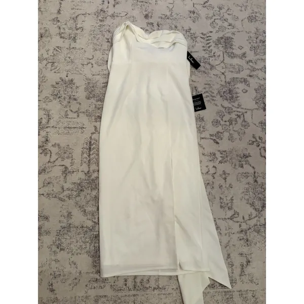 Lulus Fabulous Phenomenon White Strapless Bow Midi Dress Size XS Bridal Zip - Image 6