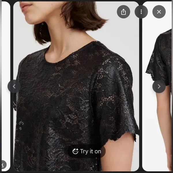 7 for all mankind womans‎ lace black tee - Image 2