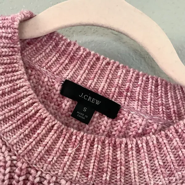 J.Crew Pink Knitted Cotton Blend Preppy‎ Casual College Crew Neck Sweater S - Image 2